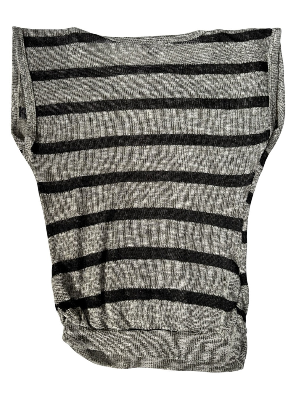 Twenty One Gray Black Striped Knit Top Small Cap Sleeve Casual - Picture 12 of 13